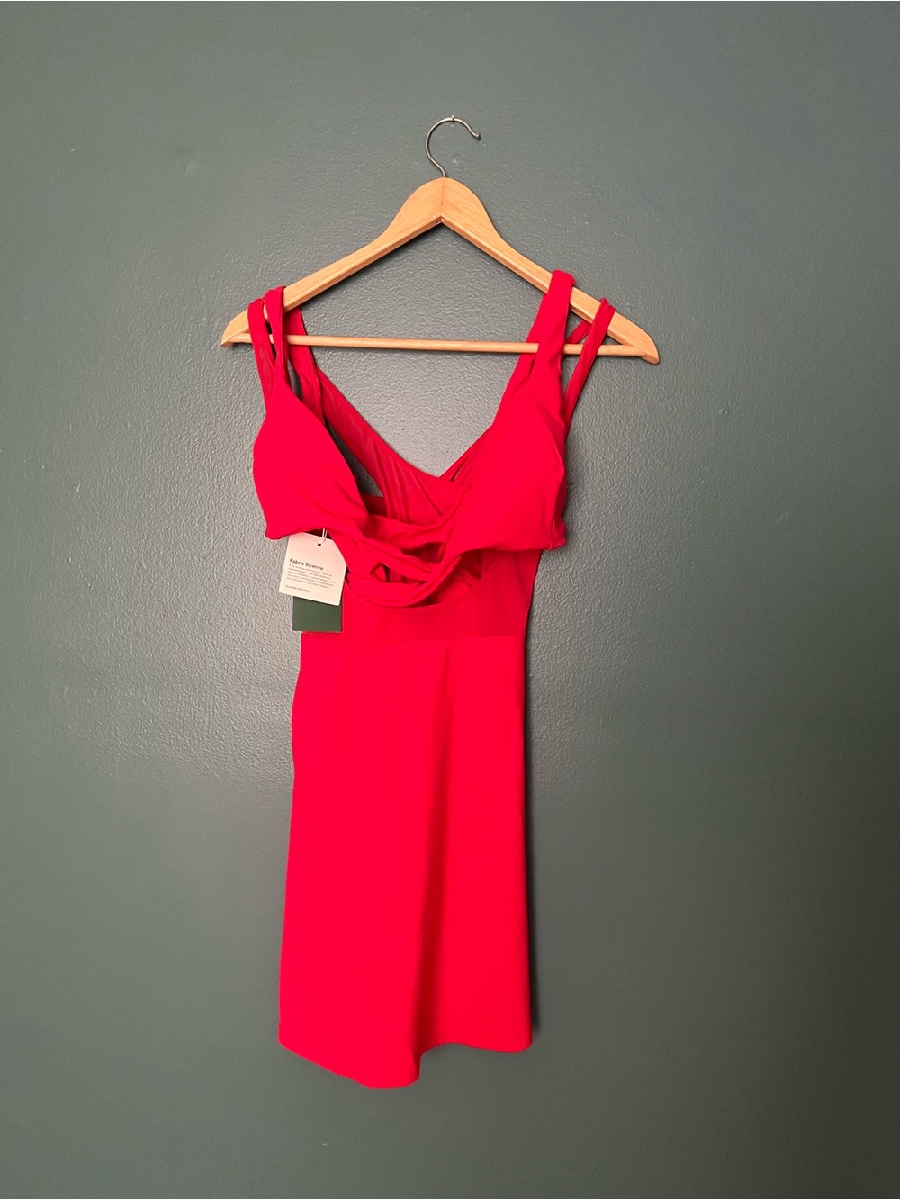 HALARA Bright Red V-Neck Strappy Mini Dress